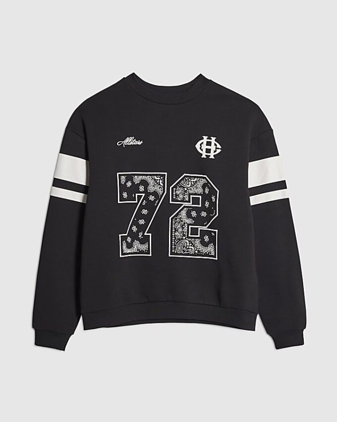Svart oversized-passformad bandana-tröja