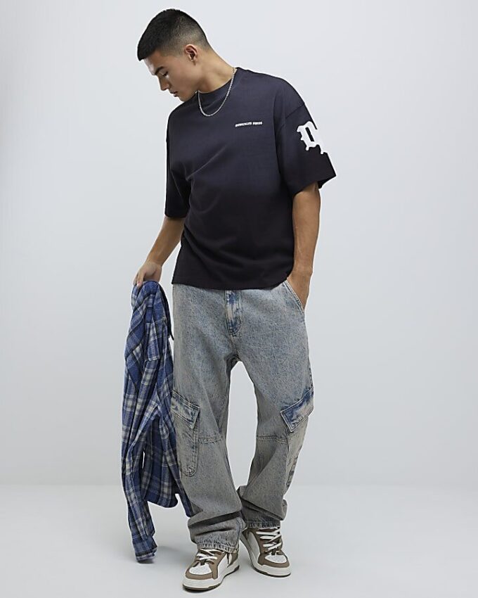 Svart oversized-passformad Dept Inc-T-shirt