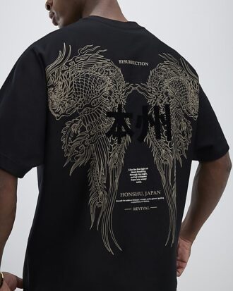 Svart oversized-passformad Honshu Beasty T-shirt