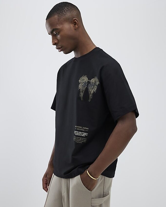 Svart oversized-passformad Honshu Beasty T-shirt