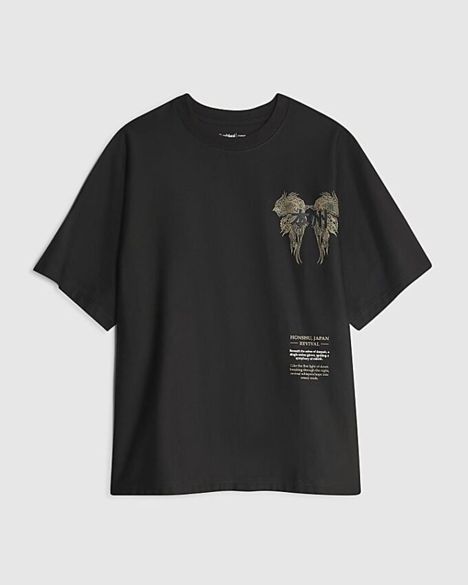 Svart oversized-passformad Honshu Beasty T-shirt