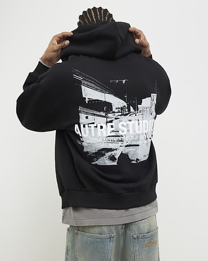 Svart oversized-passformad hoodie från Autre Studios