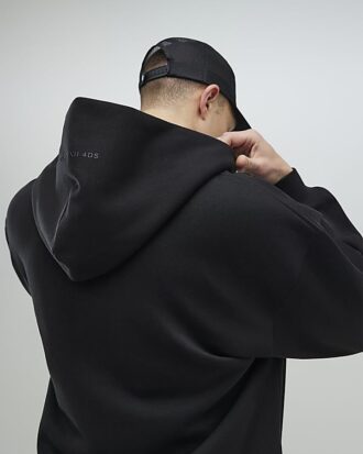Svart oversized-passformad hoodie med dragkedja