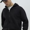 Svart oversized-passformad hoodie med dragkedja