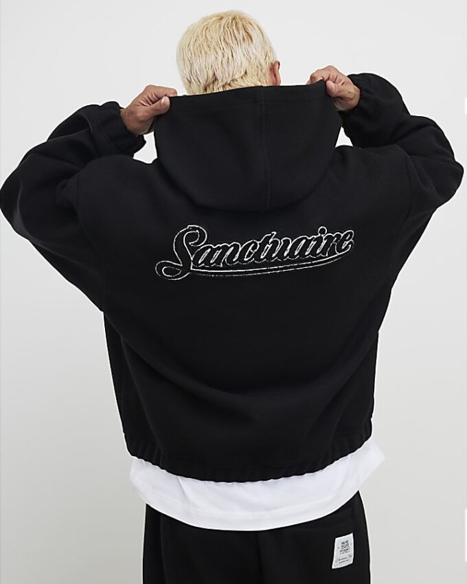 Svart oversized-passformad Sanctuaire-hoodie i filt