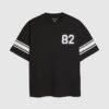 Svart oversized-passformad T-shirt med 72 ränder