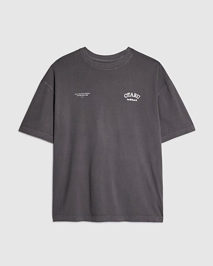 Svart oversized-passformad tvättad Otaru-T-shirt
