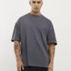 Svart oversized-passformad tvättad T-shirt