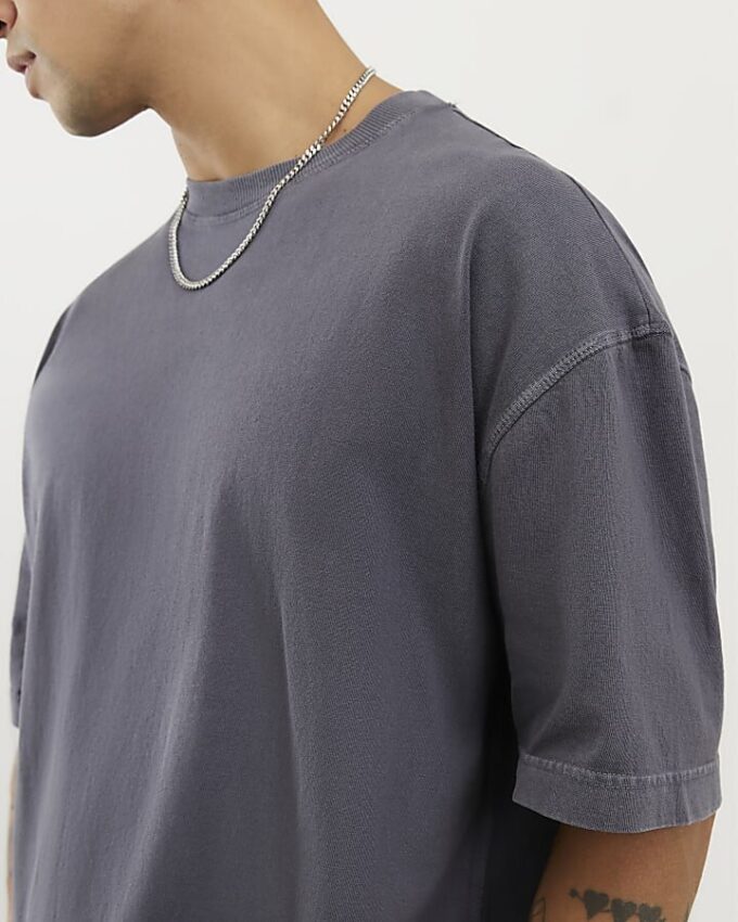 Svart oversized-passformad tvättad T-shirt