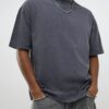 Svart oversized-passformad tvättad T-shirt