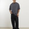 Svart oversized-passformad tvättad T-shirt