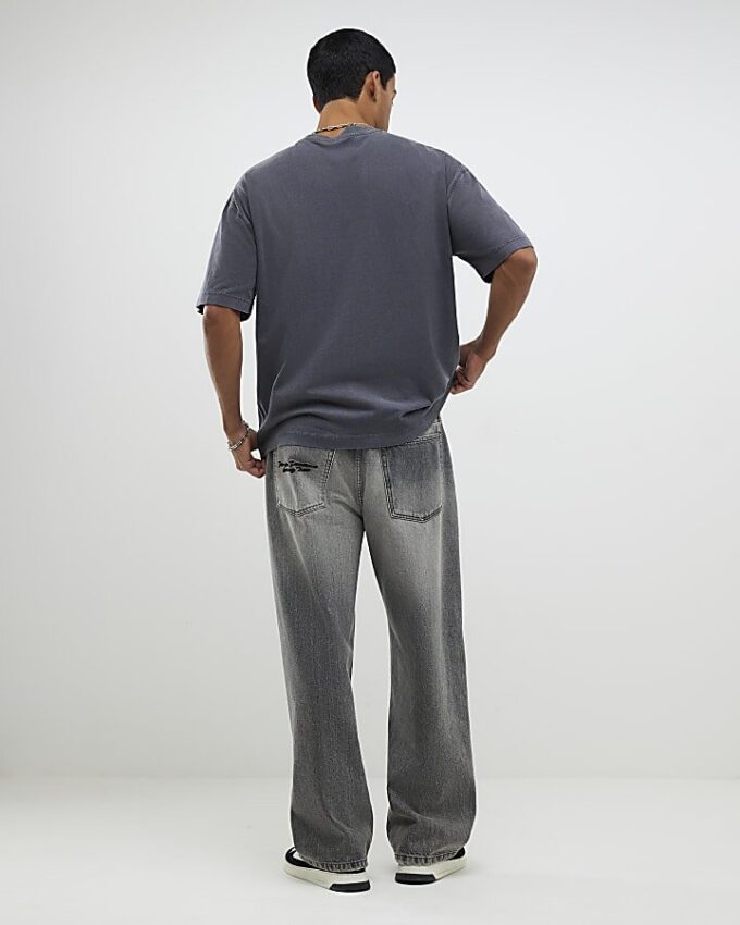 Svart oversized-passformad tvättad T-shirt