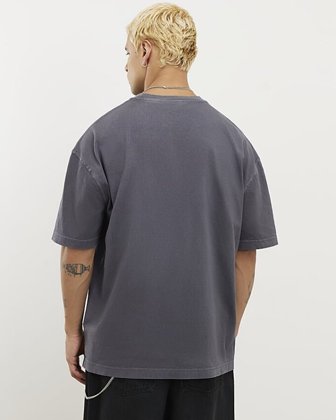 Svart oversized-passformad tvättad T-shirt