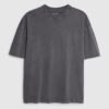 Svart oversized-passformad tvättad T-shirt