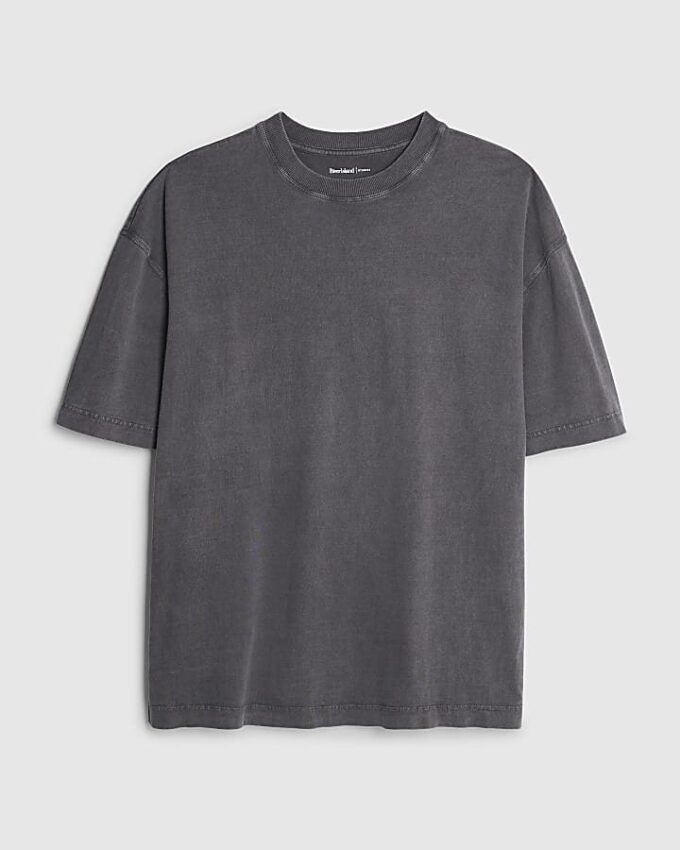 Svart oversized-passformad tvättad T-shirt