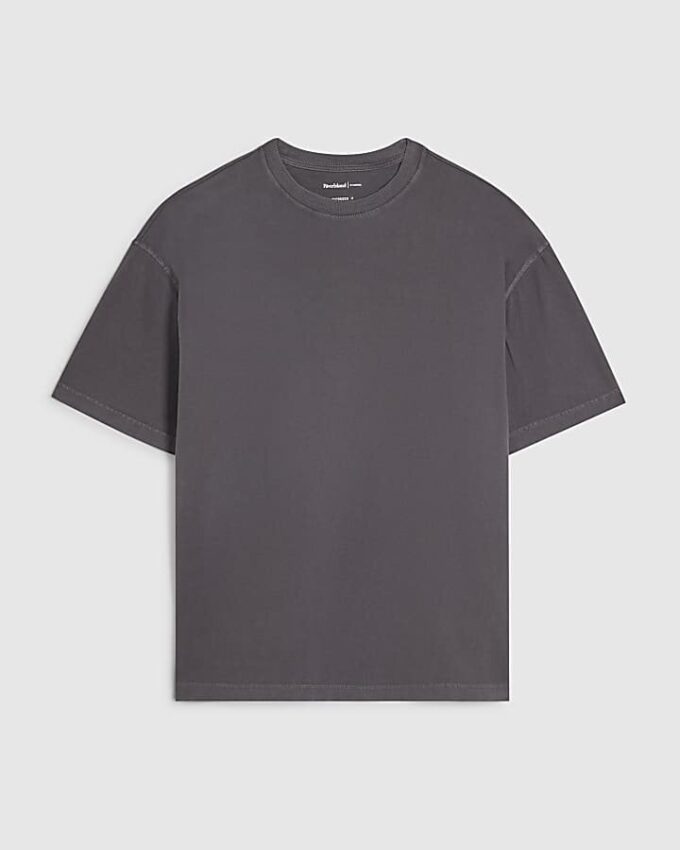 Svart oversized-passformad tvättad T-shirt
