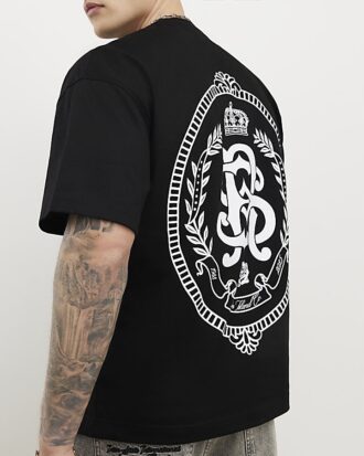 Svart oversized RI Back Crest T-shirt