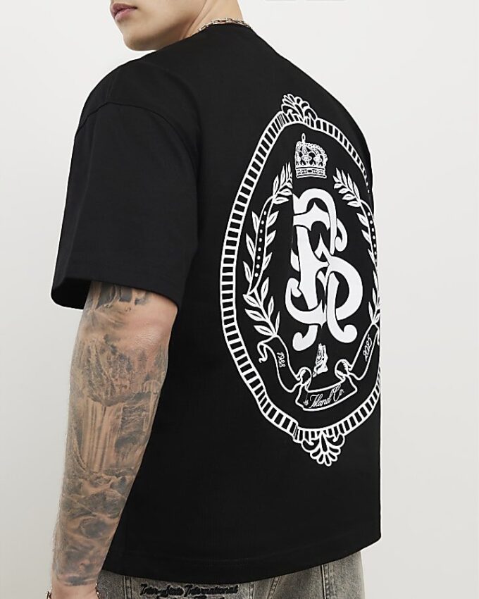 Svart oversized RI Back Crest T-shirt