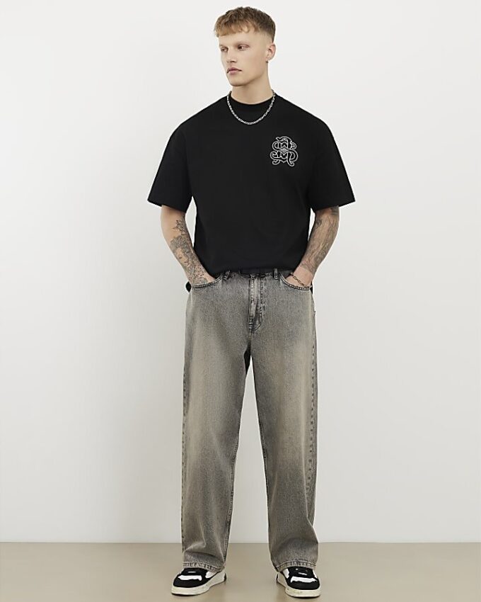 Svart oversized RI Back Crest T-shirt