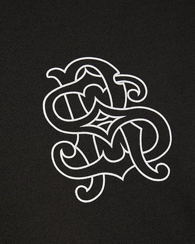 Svart oversized RI Back Crest T-shirt