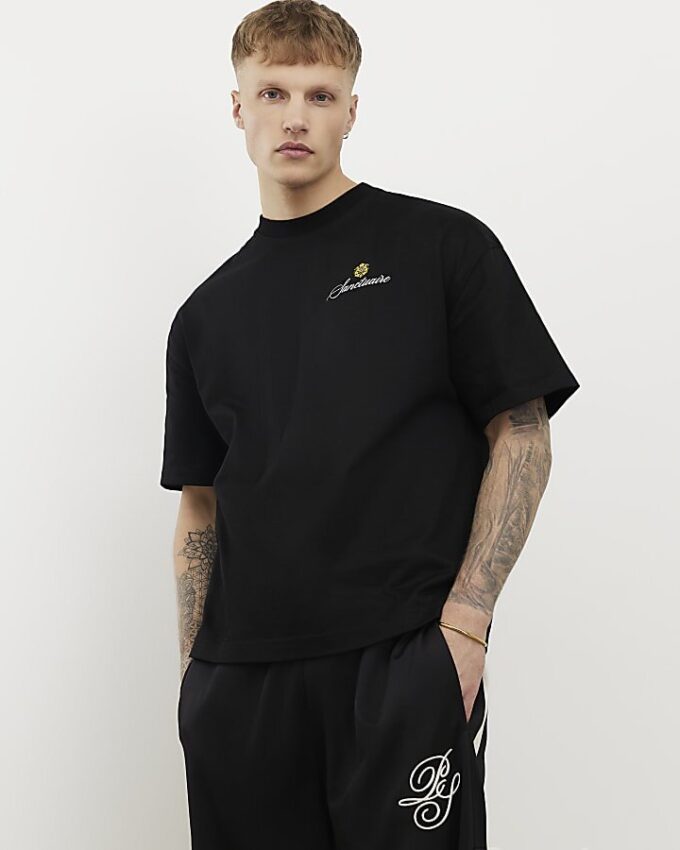 Svart oversized T-shirt med USA-vapen