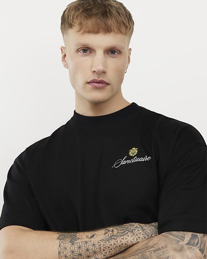Svart oversized T-shirt med USA-vapen