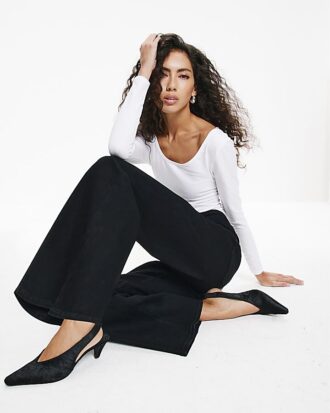 Svart Pull-On Sculpt Palazzo Jeans