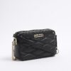 Svart quiltad crossbody-väska i konstläder