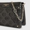 Svart quiltad crossbody-väska med monogram