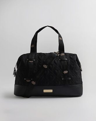 Svart quiltad Holdall-väska med hjärtmönster