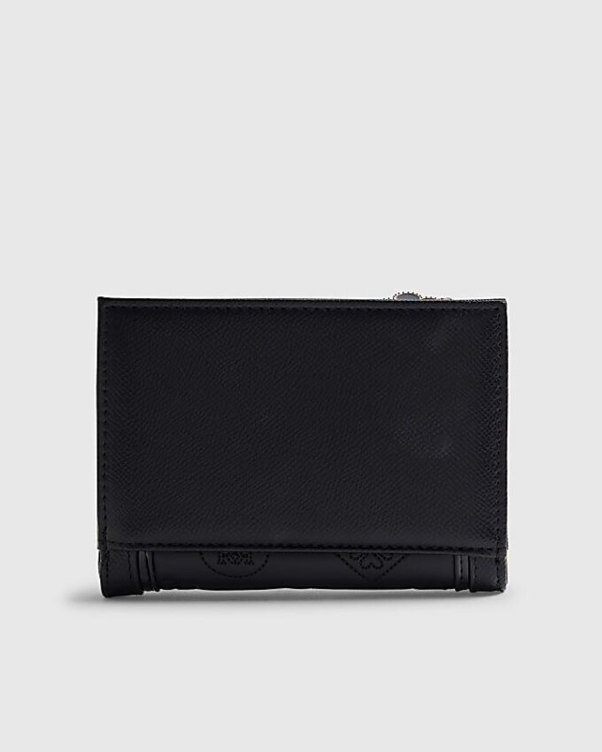 Svart quiltad plånbok med monogramtryck