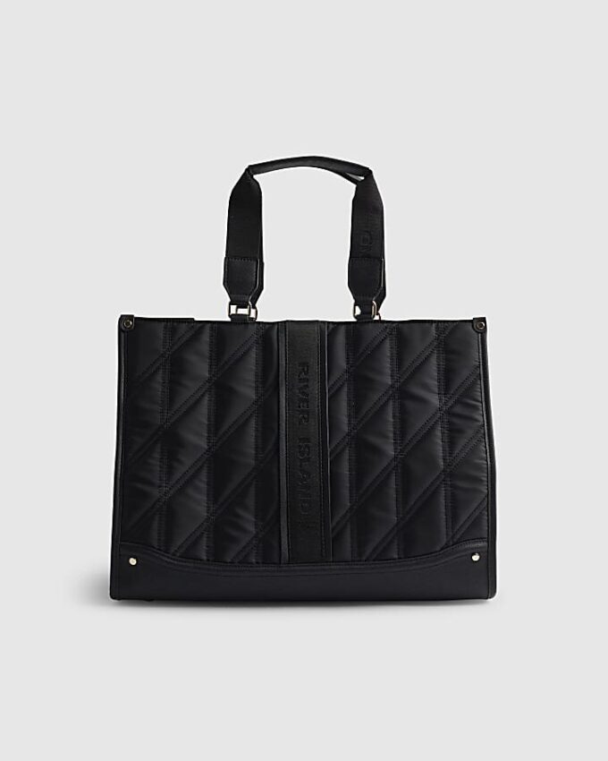 Svart quiltad shopperväska i nylon