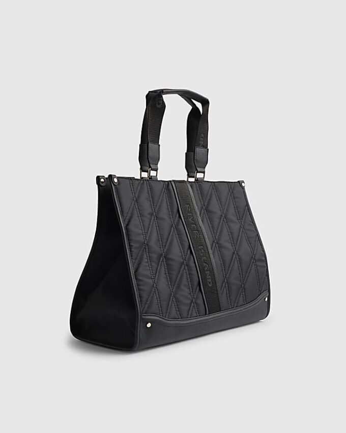 Svart quiltad shopperväska i nylon