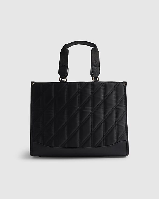 Svart quiltad shopperväska i nylon