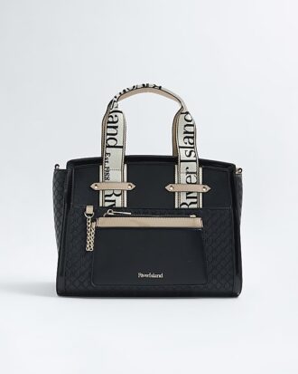 Svart RI Monogram Grab Handle Tote Bag