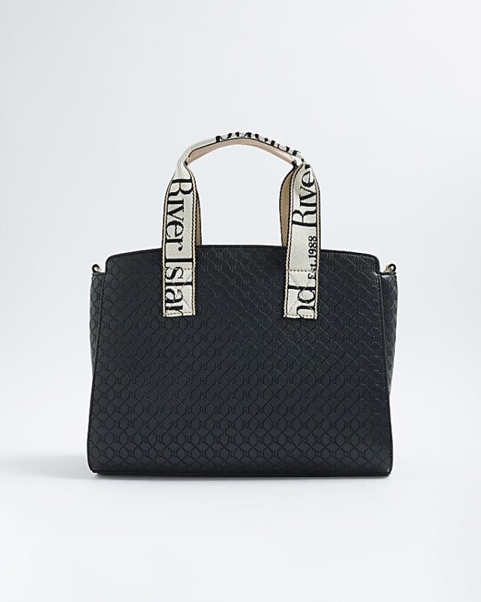 Svart RI Monogram Grab Handle Tote Bag