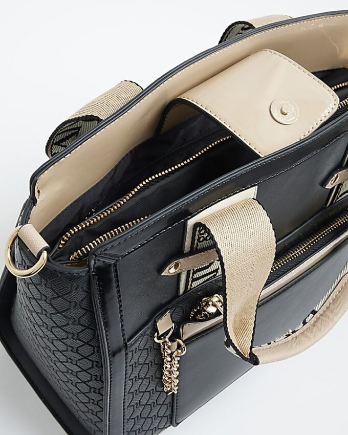 Svart RI Monogram Grab Handle Tote Bag