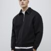 Svart ribbad sweatshirt med normal passform