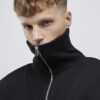 Svart ribbad sweatshirt med normal passform