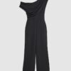 Svart ärmlös asymmetrisk draperad jumpsuit