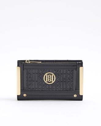 Svart RR-monogrampräglad miniväska