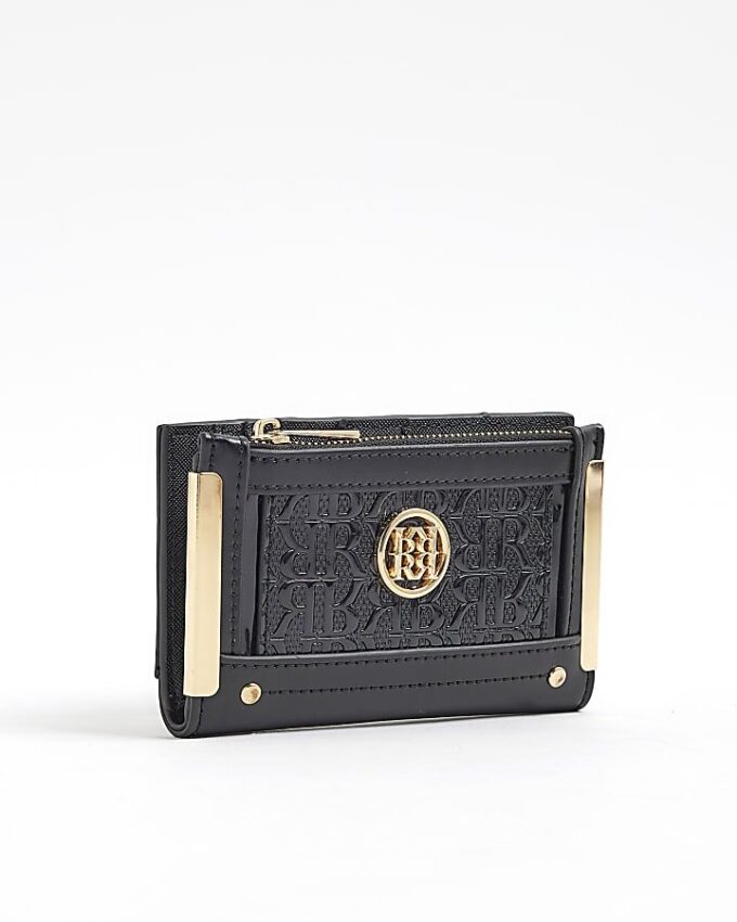 Svart RR-monogrampräglad miniväska