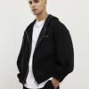 Svart Sanctuaire-hoodie i corduroy med dragkedja
