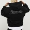 Svart Sanctuaire-hoodie i corduroy med dragkedja