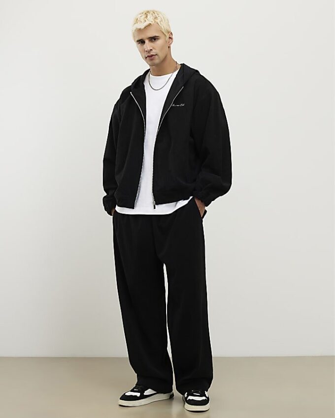 Svart Sanctuaire-hoodie i corduroy med dragkedja