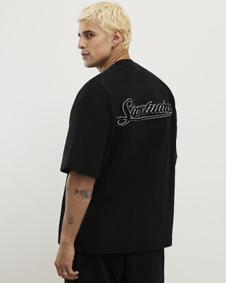 Svart Sanctuaire-T-shirt i regular fit med corduroy