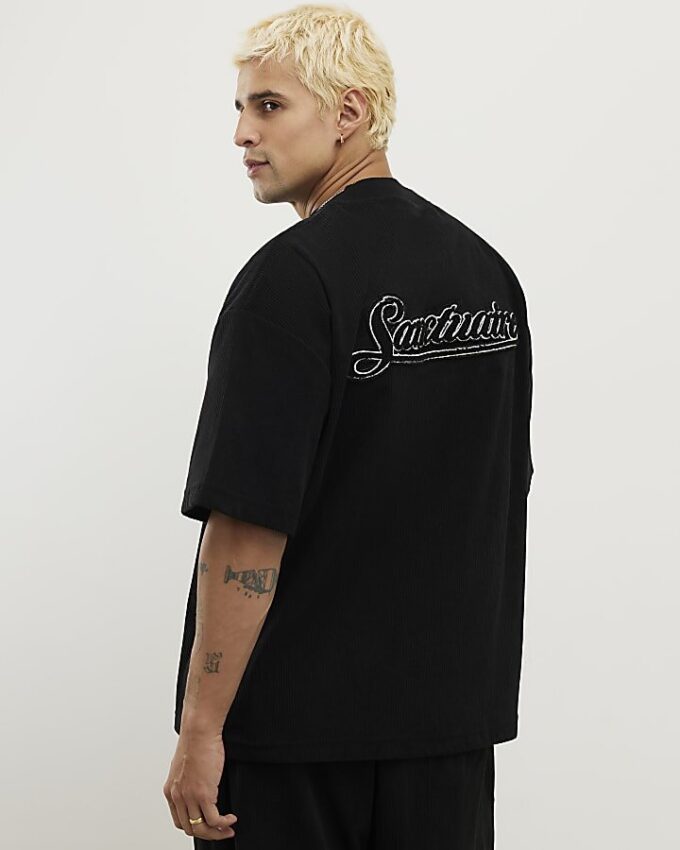 Svart Sanctuaire-T-shirt i regular fit med corduroy