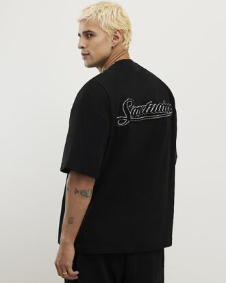 Svart Sanctuaire-T-shirt i regular fit med corduroy