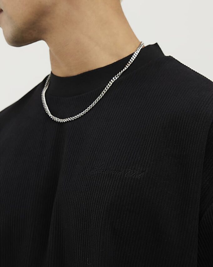Svart Sanctuaire-T-shirt i regular fit med corduroy