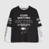 Svart Sanctuaire-T-shirt med dubbla lager för pojkar